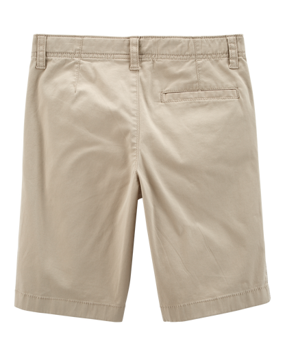 Boys Stretch Chino Uniform Shorts - Khaki