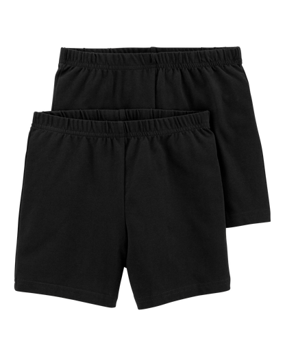 Girls 2-Pack Black Bike Shorts - Black