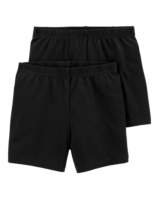 Girls 2-Pack Black Bike Shorts - Black