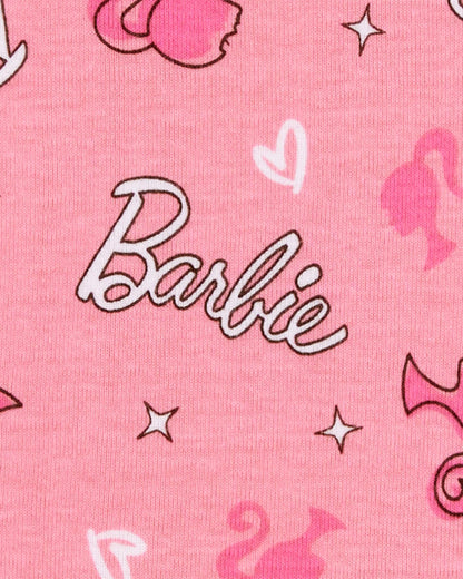 Kid Barbie Snug Fit Cotton 2-Piece Pajamas - Pink