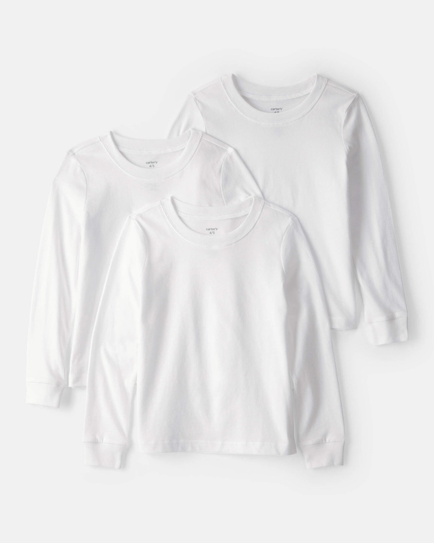 Boys 3-Pack Long-Sleeve Undershirts - White