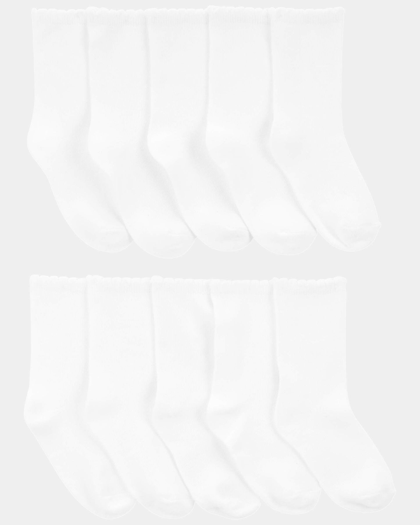 Girls 10-Pack Scallop Crew Socks