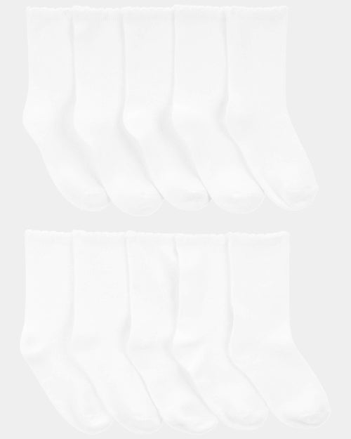 Girls 10-Pack Scallop Crew Socks