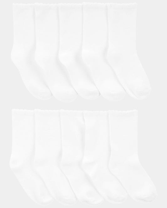 Girls 10-Pack Scallop Crew Socks