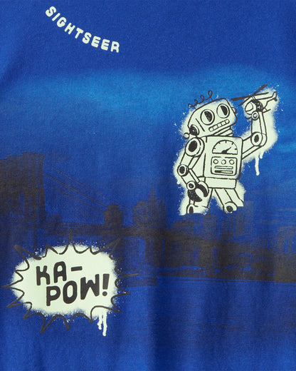 Boys Robot Graphic Tee - Blue