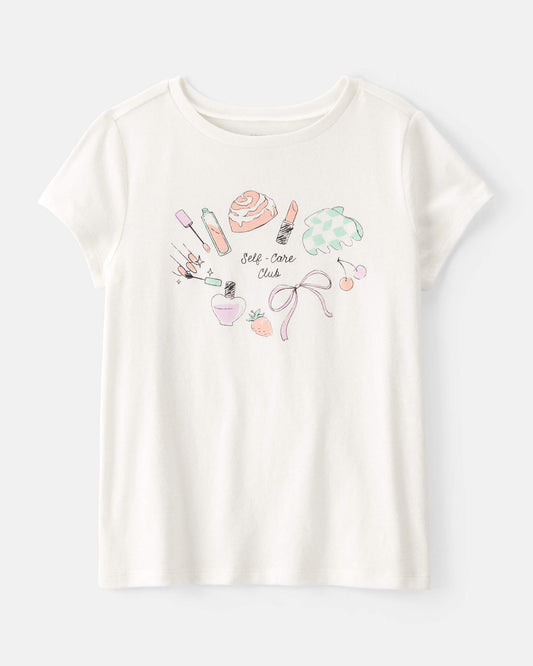 Girls 'Self Care Club' Short-Sleeve Graphic Tee - Ivory
