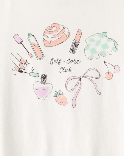 Girls 'Self Care Club' Short-Sleeve Graphic Tee - Ivory
