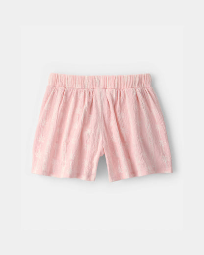 Girls Palm Tree Gauze Shorts - Pink