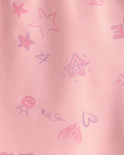 Girls Star French Terry Shorts - Pink