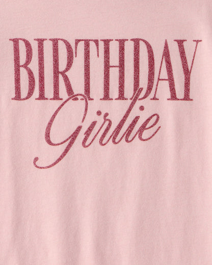 Girls 'Birthday Girlie' Graphic Tee - Pink