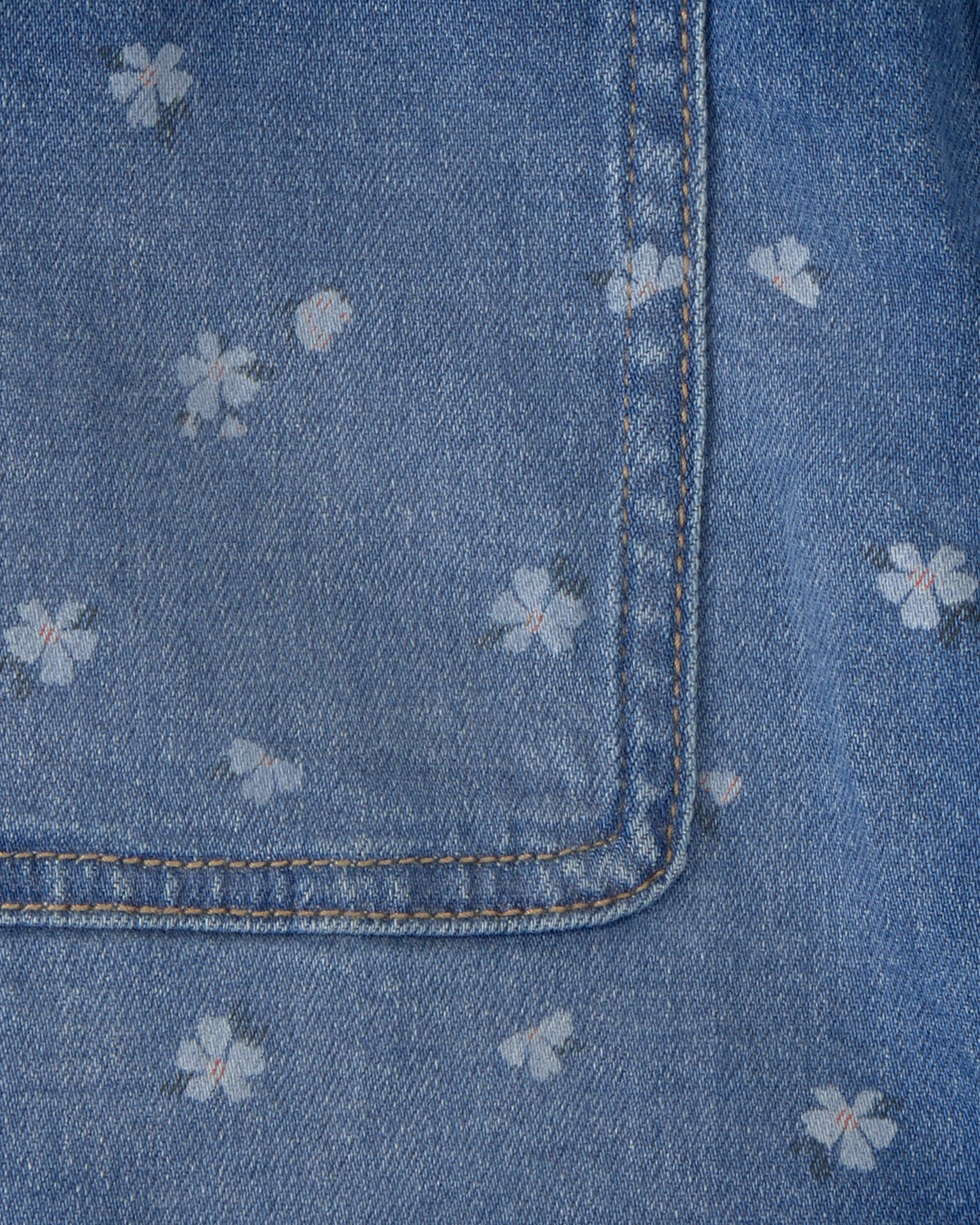 Girls Floral Denim Utility Skirt - Dark Wash