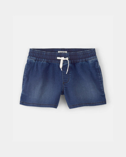 Girls Denim Drawstring  Pull-On Shorts - Dark Wash