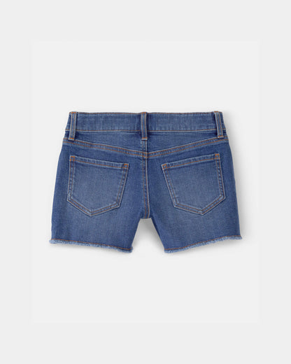 Girls Colorblock Denim Shorts - Dark Wash