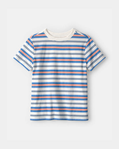 Kids Striped T-Shirt - Blue/Orange/Ivory