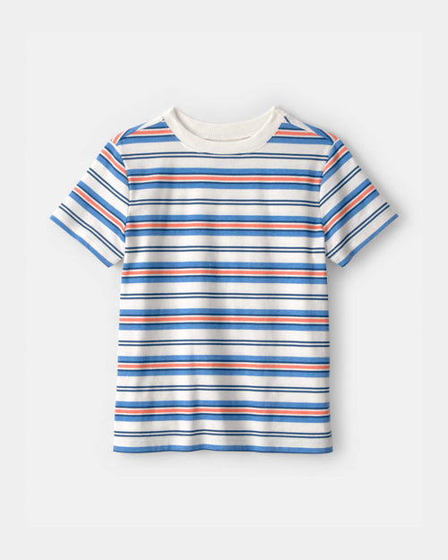 Kids Striped T-Shirt - Blue/Orange/Ivory