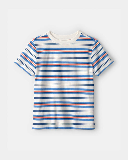 Kids Striped T-Shirt - Blue/Orange/Ivory