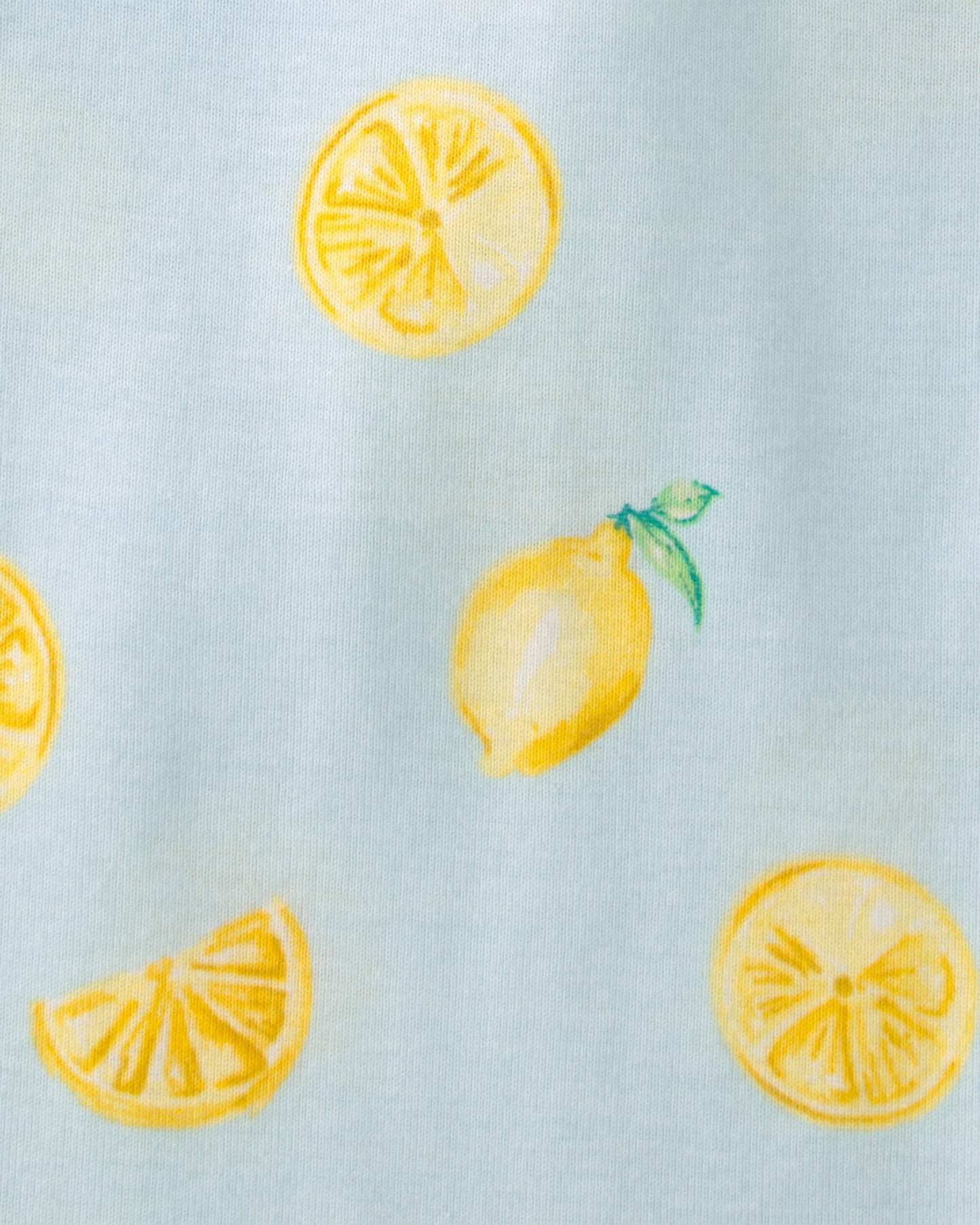 Girls Lemon 100% Cotton Snug Fit 4-Piece Pajama Set - Blue/Yellow