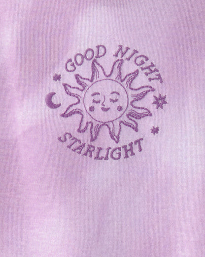 Girls Space Constellation Tie-Dye 100% Cotton Snug Fit 4-Piece Pajama Set - Purple
