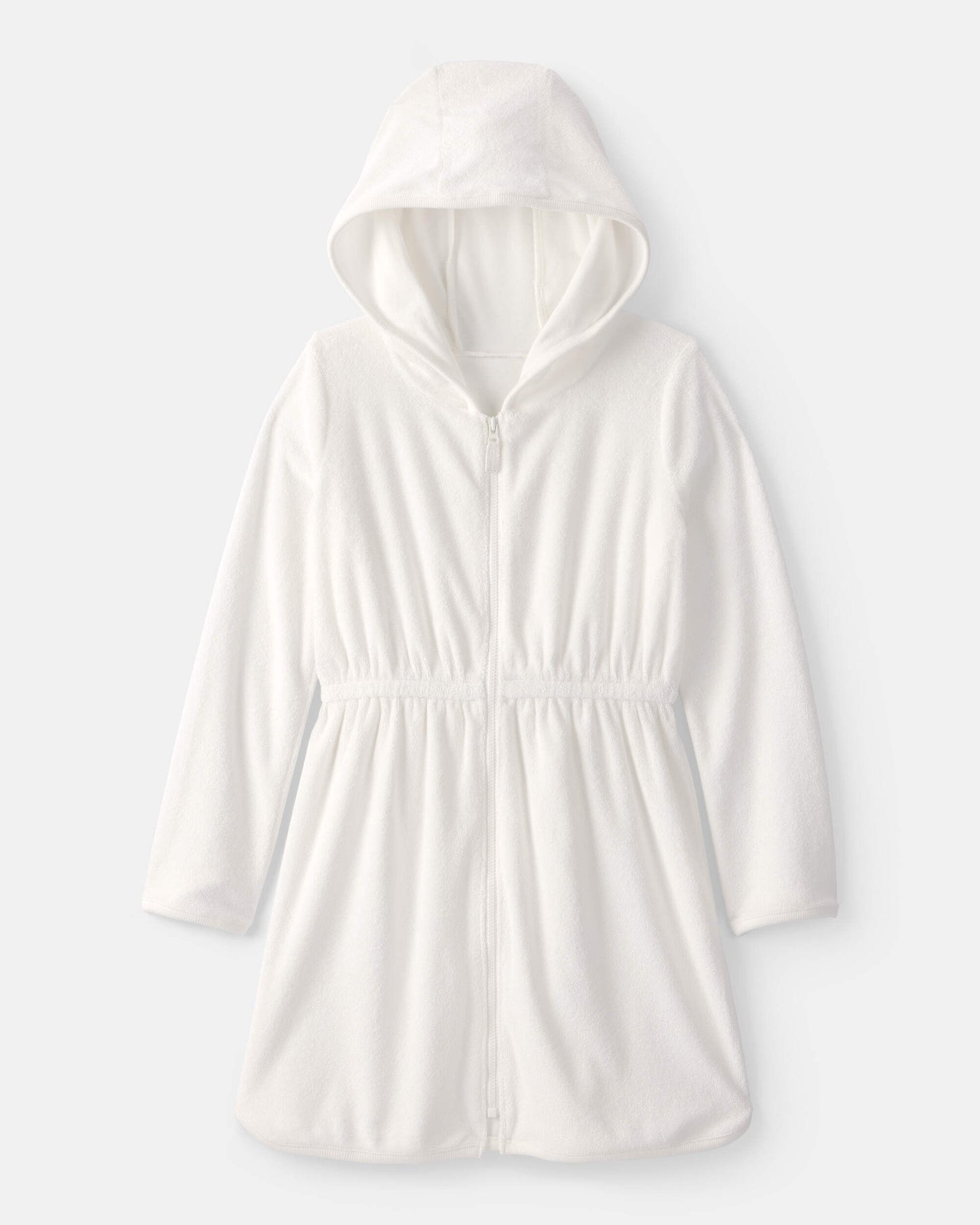Girls Terry Long-Sleeve Cover Up - White