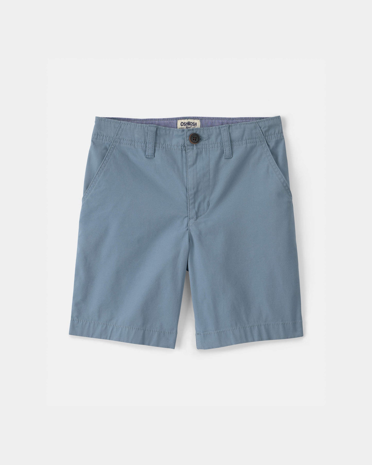 Boys Twill Flat-Front Shorts - Blue