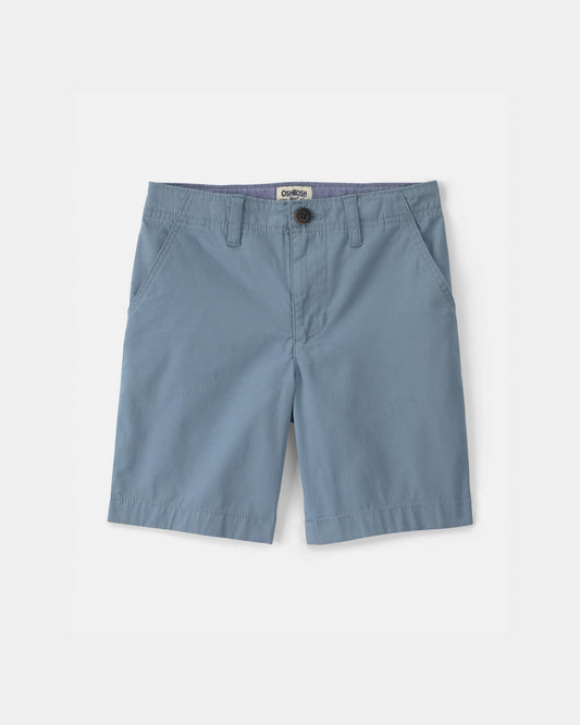 Boys Twill Flat-Front Shorts - Blue