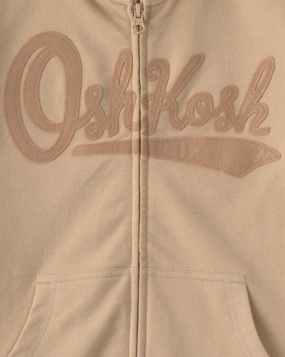 Kids OshKosh Logo Zip-Up Hoodie - Beige