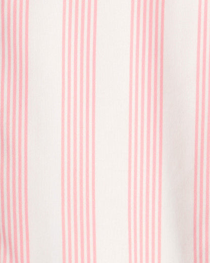 Girls Striped Loose Fit 2-Piece Pajama Set - Pink/Ivory