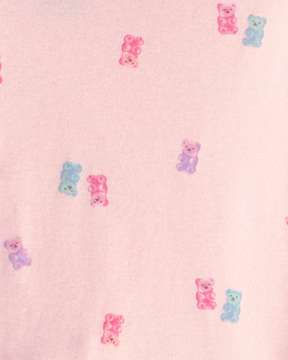 Girls Ice Cream 100% Cotton Short-Sleeve Snug Fit 4-Piece Pajama Set - Pink/Blue