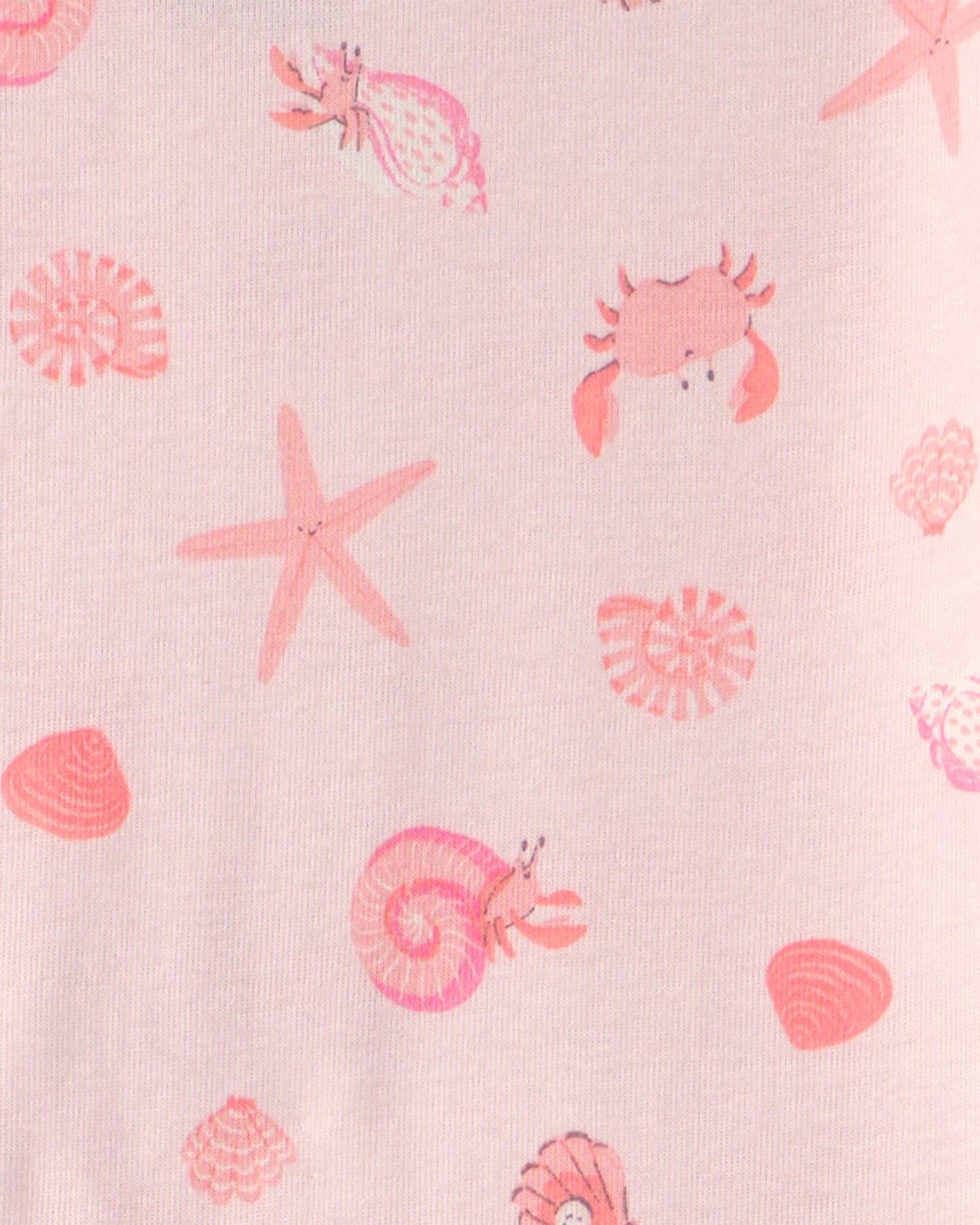 Girls Seashells 100% Cotton Short-Sleeve Snug Fit 4-Piece Pajama Set - Pink/Orange