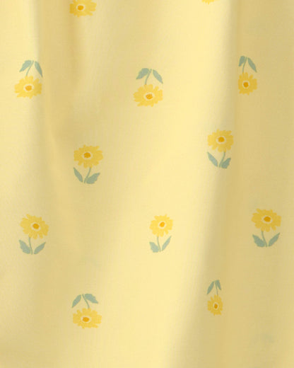Girls Floral Sleeveless Loose Fit 2-Piece Pajama Set - Yellow