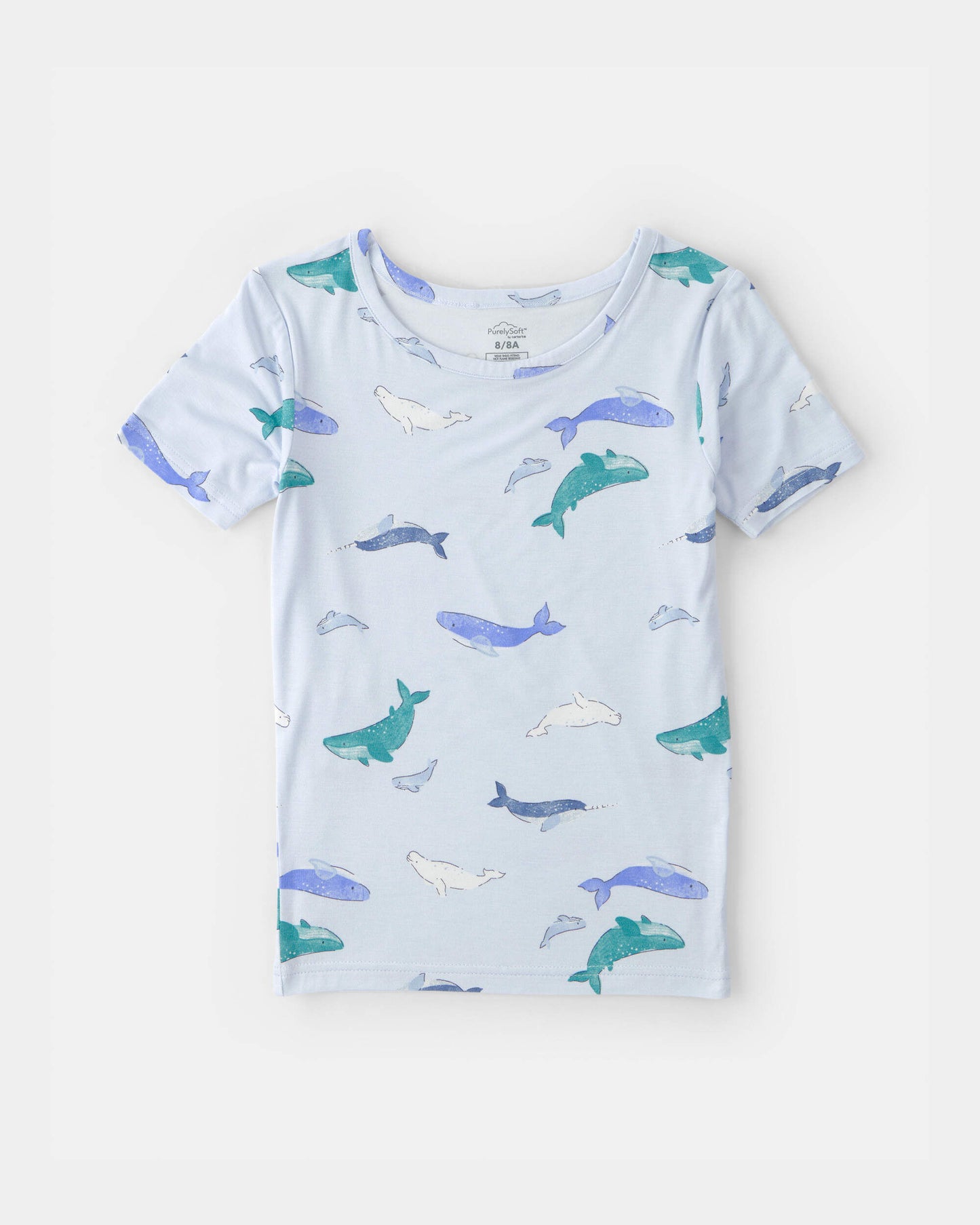 Boys Whale PurelySoft Short-Sleeve Snug Fit 2-Piece Pajama Set - Blue