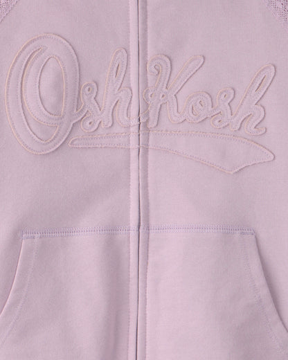 Girls OshKosh Logo Zip-Up Hoodie  - Purple