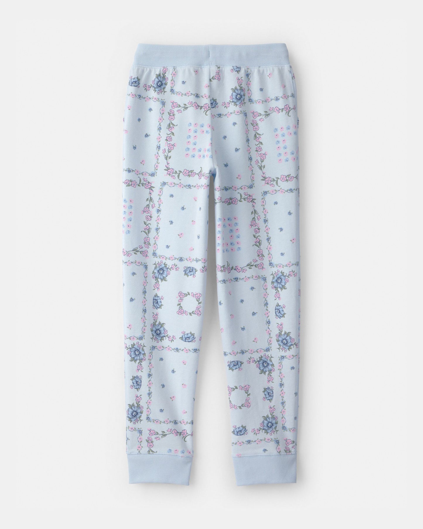 Girls Floral Drawstring Knit Joggers - Blue