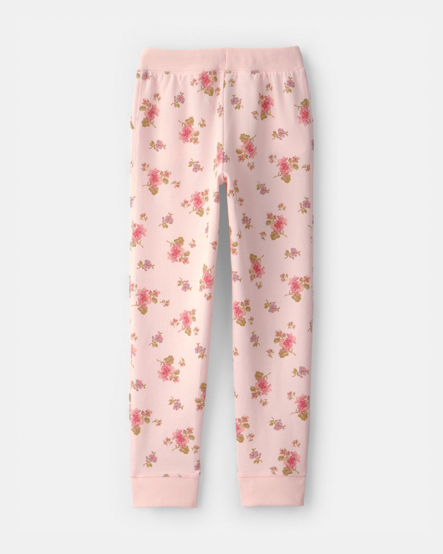 Girls Floral Drawstring Knit Joggers - Pink