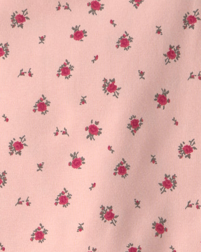 Girls Organic Cotton Tiered Dress in Blush Floral Print