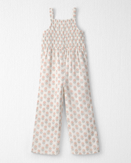Girls Organic Cotton Gauze Jumpsuit in Rosebud Petal Print