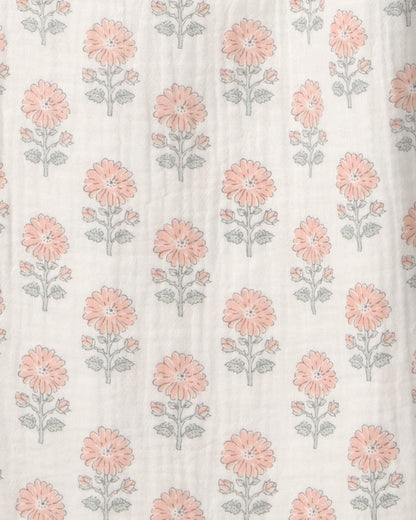 Girls Organic Cotton Gauze Jumpsuit in Rosebud Petal Print
