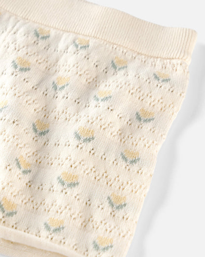 Girls Organic Cotton Sweater Knit Set in Honey Floral Print