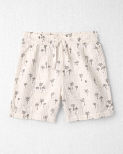 Boys 2-Piece Organic Cotton Gauze Top & Short Set in Palm Trees