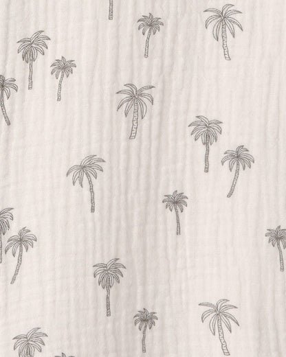 Boys 2-Piece Organic Cotton Gauze Top & Short Set in Palm Trees
