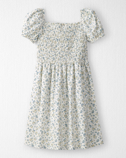 Girls Smocked Dress Made with Organic Cotton in Spring Bloom Print