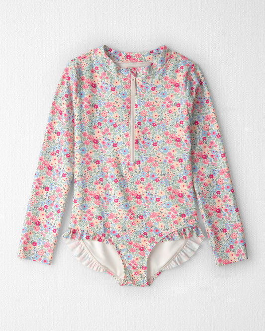 Girls Recycled Rashguard Swimsuit in Meadow Mix