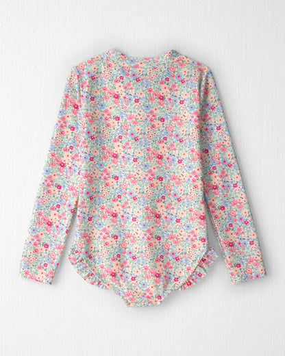 Girls Recycled Rashguard Swimsuit in Meadow Mix