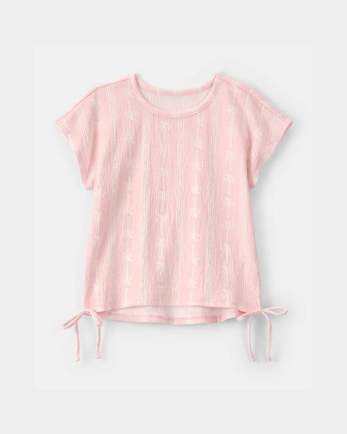 Girls Palm Tree Crinkle Top - Pink