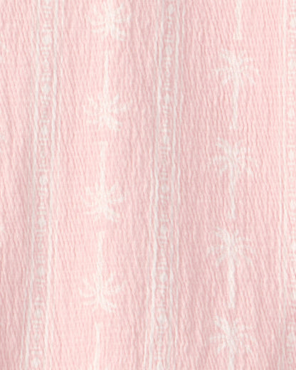 Girls Palm Tree Crinkle Top - Pink