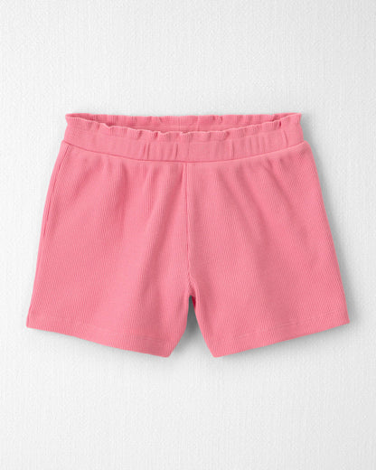 Girls 2-Piece Organic Cotton Waffle Knit Top & Short Set