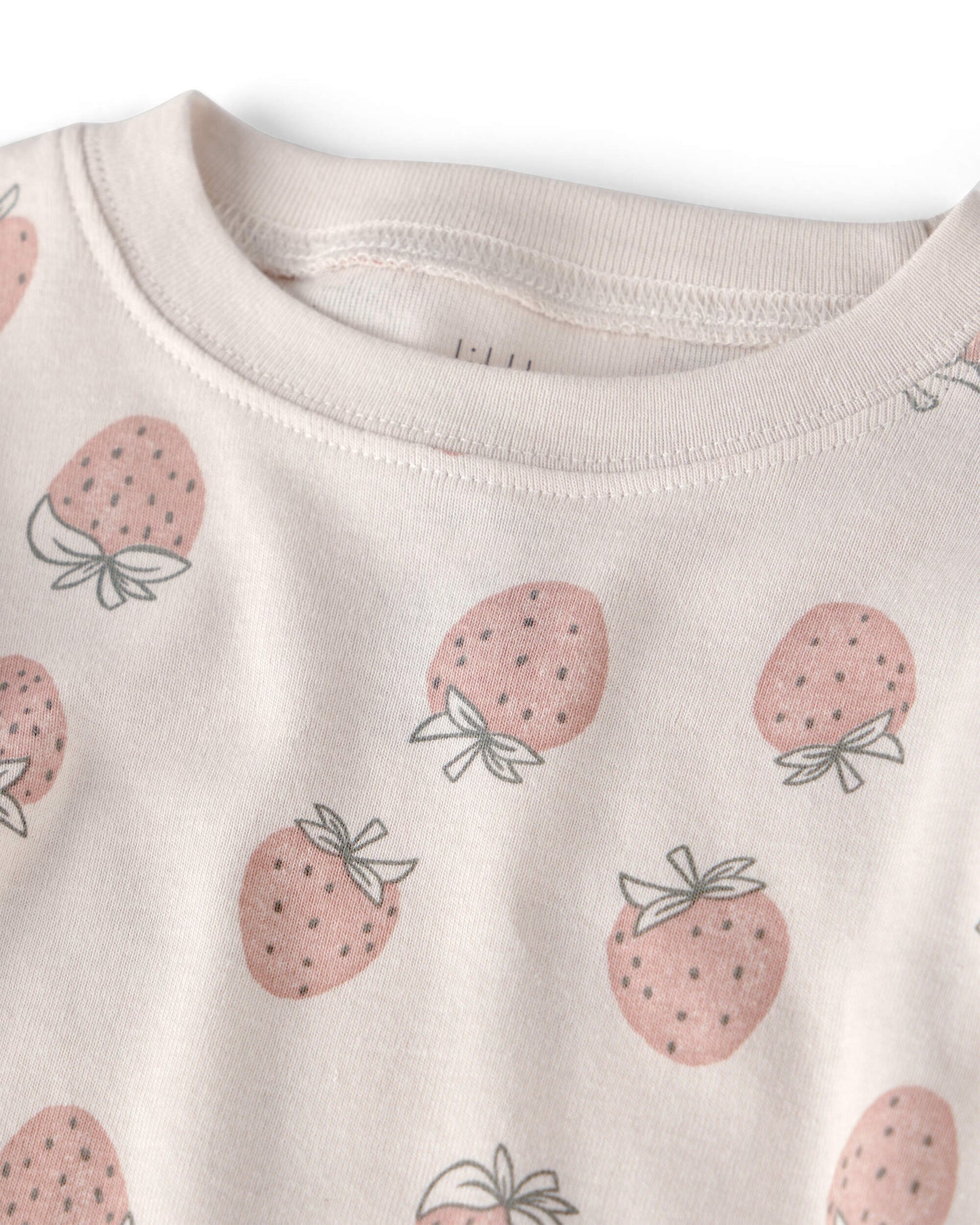 Girls 2-Piece Organic Cotton Ribbed Pajama Set in Strawberry Print