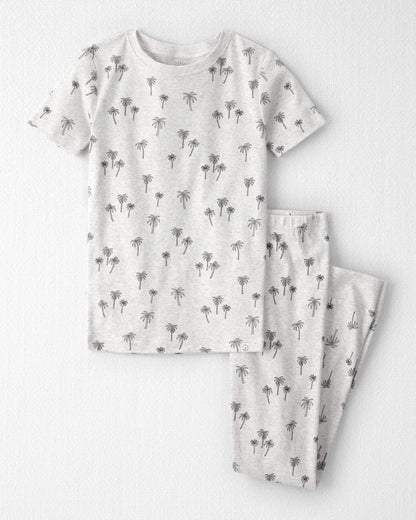 Kid 2-Piece Organic Cotton Pajamas in Palm Trees