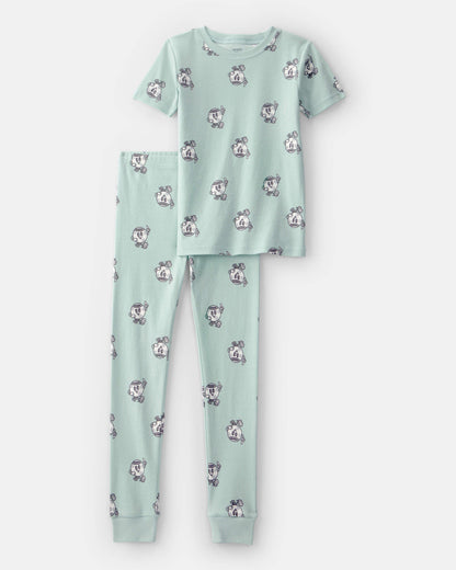 Kids Soccer 100% Cotton Short-Sleeve Snug Fit 2-Piece Pajama Set - Green