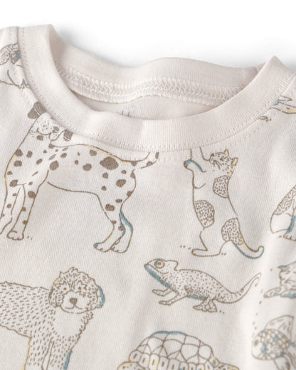 Kids 2-Piece Organic Cotton Ribbed Pajama Set in Pet Print